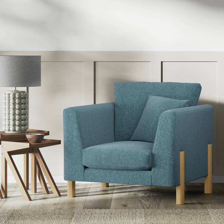 Habitat Aston Fabric Armchair - Blue - Ash Leg 0