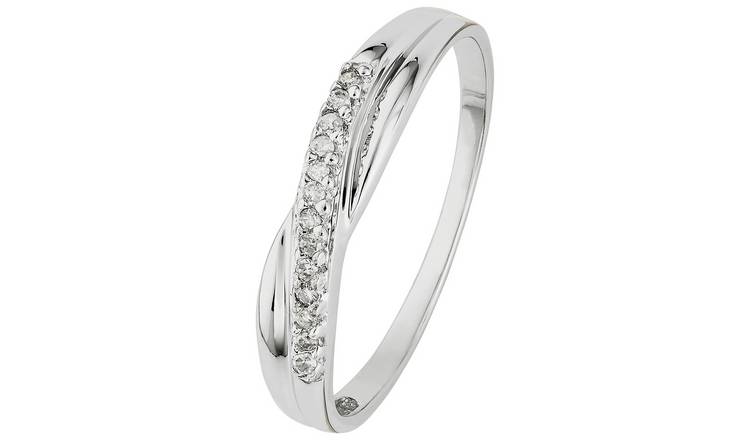 Revere 9ct White Gold 0.05ct Diamond Accent Eternity Ring- S