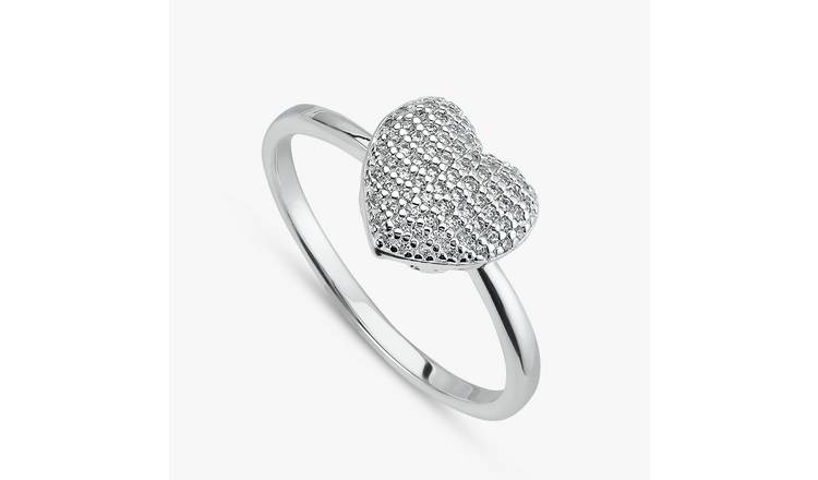 Revere Sterling Silver Cubic Zirconia Pave Heart Ring - O