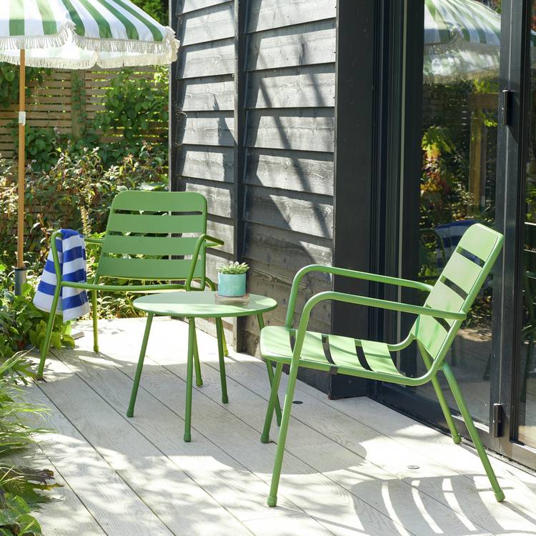 Habitat Annika 2 Seater Metal Garden Bistro Set - Green 0