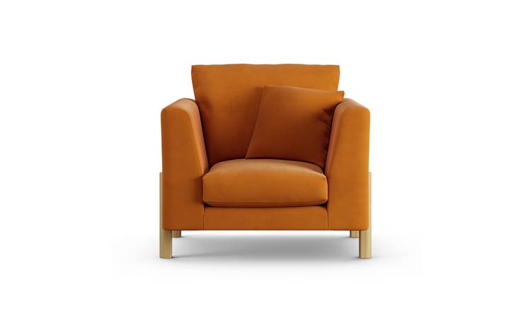 Habitat Aston Fabric Armchair - Orange - Ash Leg