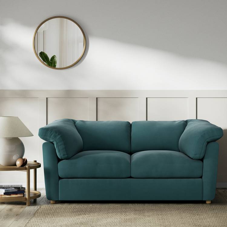 Habitat Wynn Fabric 2 Seater Sofa - Teal - Ash Leg 0