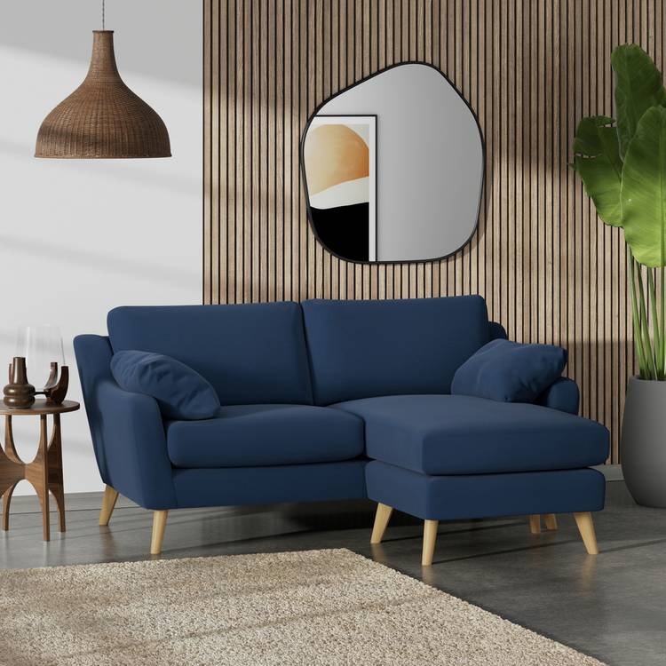 Habitat Ivor Right Hand Corner Sofa - Navy Blue - Ash Leg 0