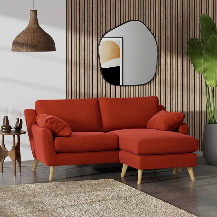 Habitat Ivor Right Hand Corner Sofa - Burnt Orange-Ash Leg 0