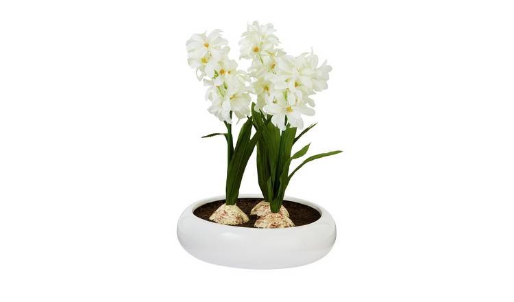 Argos Home Artificial Hyacinths in Ceramic Pot - Cream