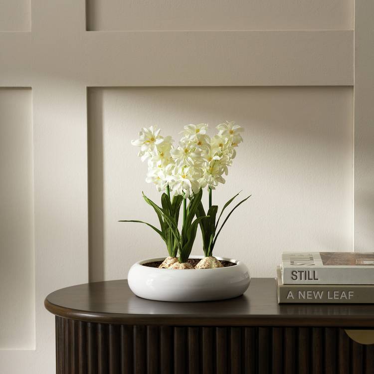 Argos Home Artificial Hyacinths in Ceramic Pot - Cream 0
