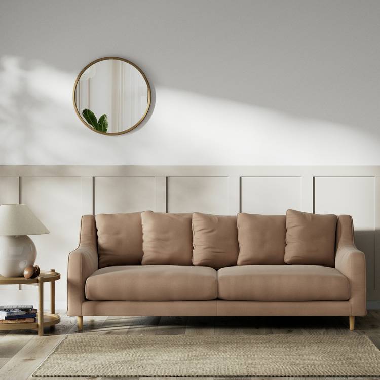 Habitat Swift Velvet 3 Seater Sofa - Latte - Ash Leg 0