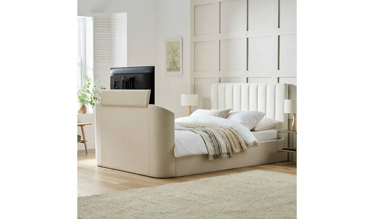 Argos Home Pandora Small Double TV Ottoman Bed - Cream