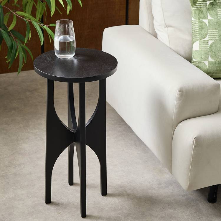 Habitat Mid Century Pedestal Side Table - Black 0