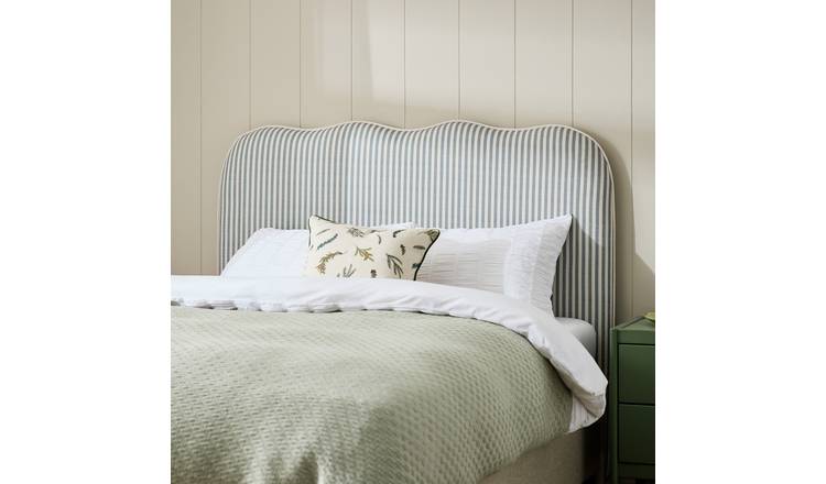 Habitat Onda Linen Double Headboard - Stripe Sage