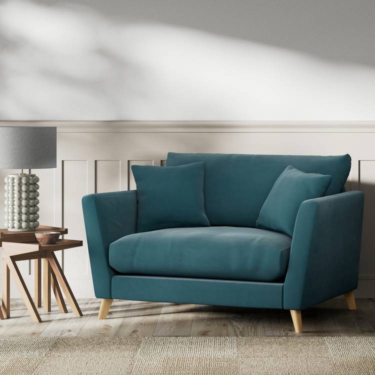 Habitat Lomond Fabric Cuddle Chair - Teal - Ash Leg 0