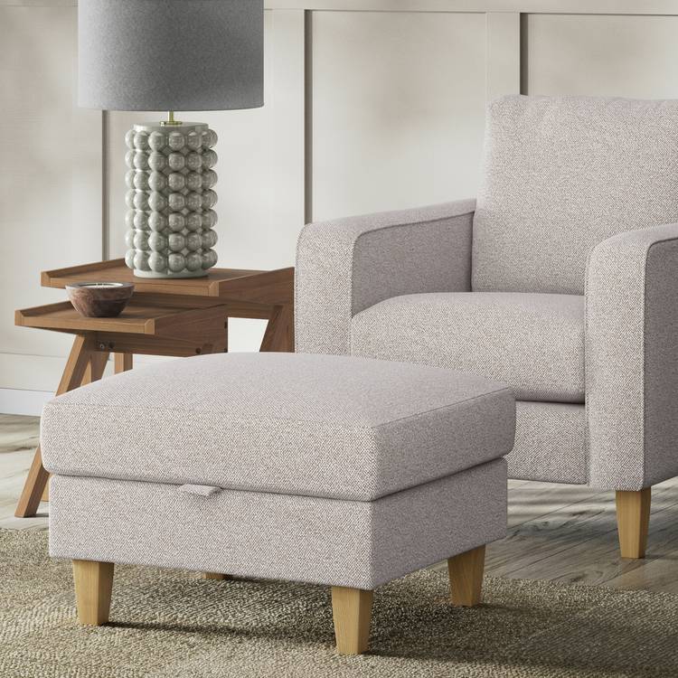 Habitat Felin Fabric Storage Footstool - Natural 0