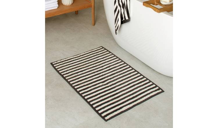 Habitat Grey Stripe Bath Mat