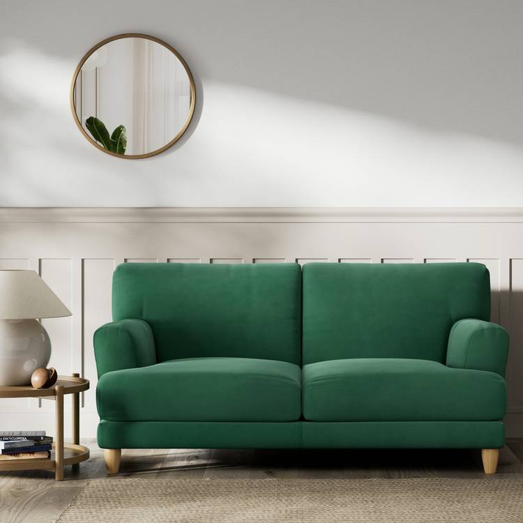 Habitat Askem Fabric 2 Seater Sofa - Green - Ash Leg 0