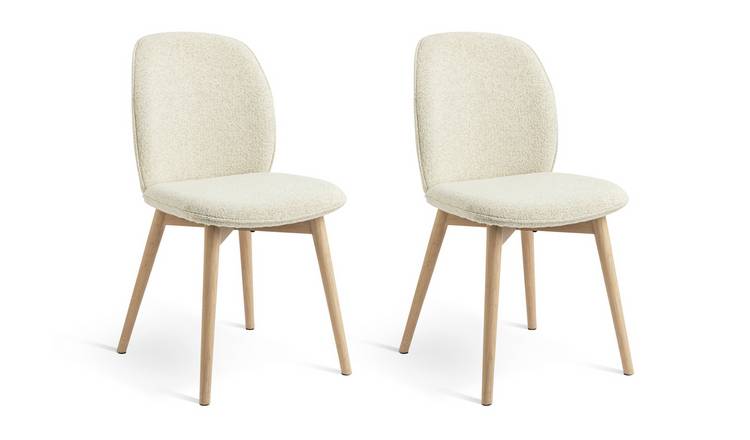 Habitat Laurel Pair of Fabric Dining Chairs - Cream