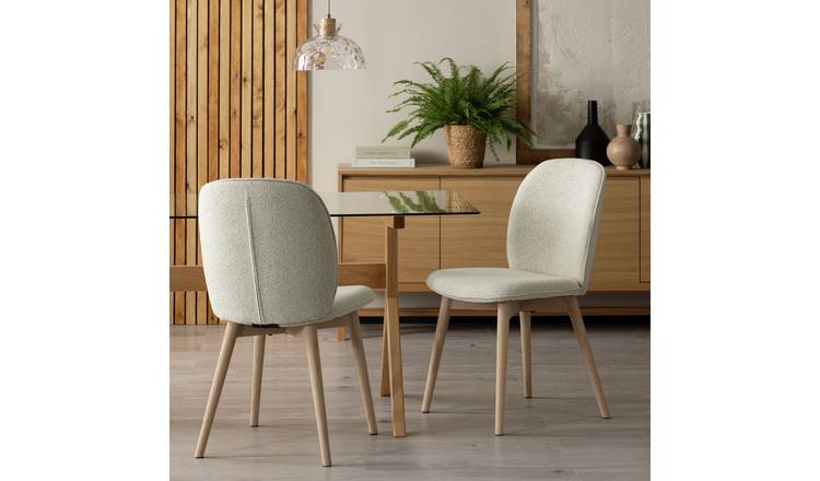 Habitat Laurel Pair of Fabric Dining Chairs - Cream
