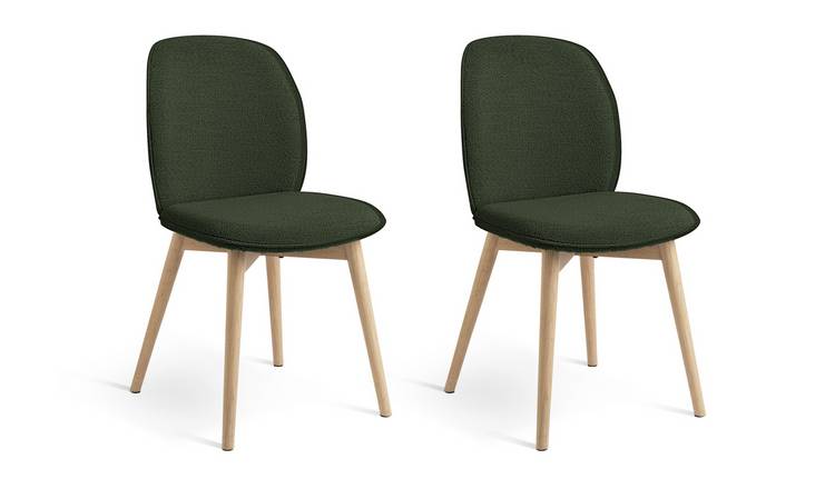 Habitat Laurel Pair of Fabric Dining Chairs - Dark Green