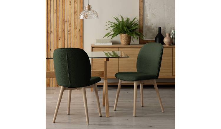 Habitat Laurel Pair of Fabric Dining Chairs - Dark Green