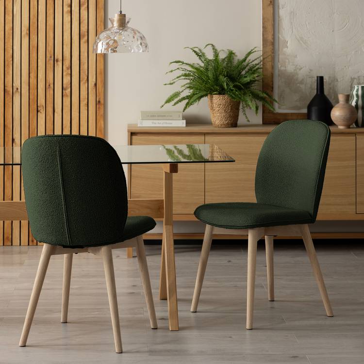 Habitat Laurel Pair of Fabric Dining Chairs - Dark Green 0