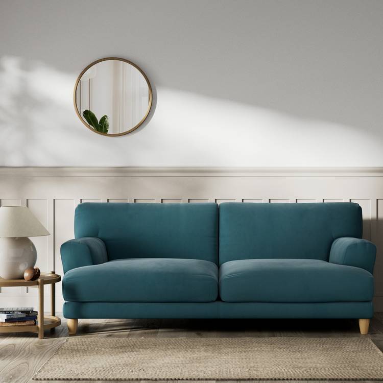 Habitat Askem Fabric 3 Seater Sofa - Teal - Ash Leg 0