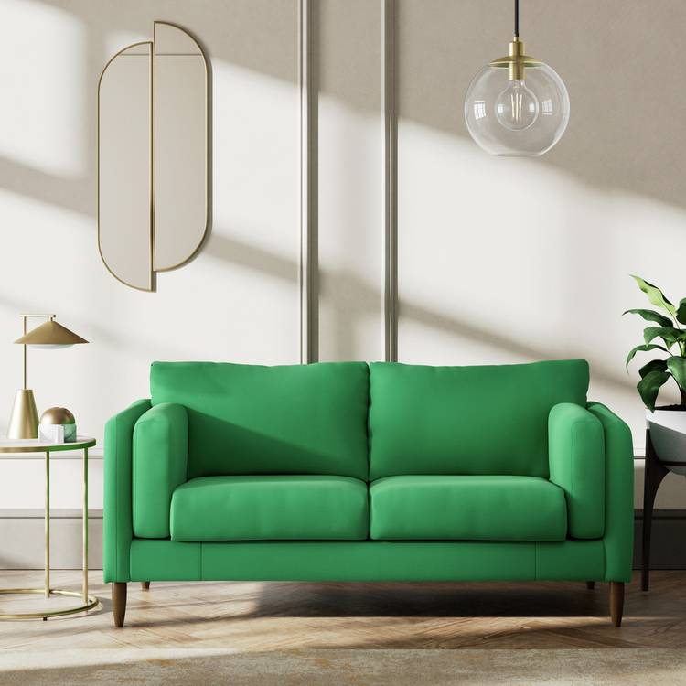 Habitat Newington Fabric 2 Seater Sofa - Green - Dark Leg 0