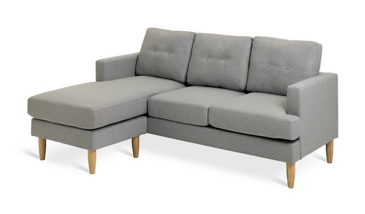 Habitat Joshua Fabric Reversible Corner Sofa - Light Grey