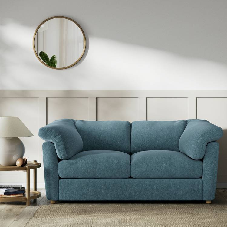 Habitat Wynn Fabric 2 Seater Sofa - Blue - Ash Leg 0