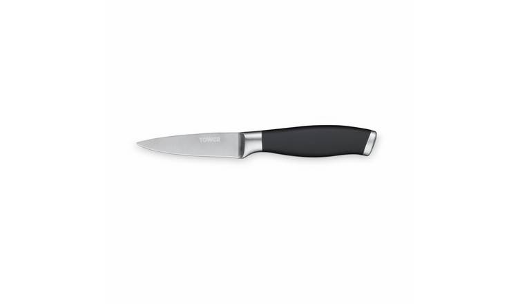 Tower Small Soft Grip Paring Knife - Black & Silver
