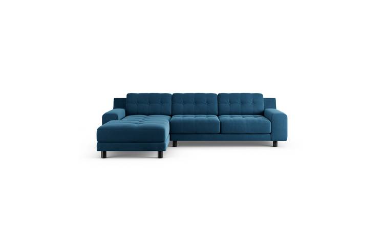 Habitat Hendricks Left Hand Corner Sofa - Ink Blue-Black Leg