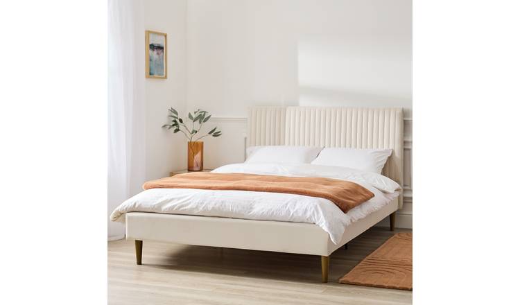 Argos Home Ada Kingsize Velvet Bed Frame - Natural