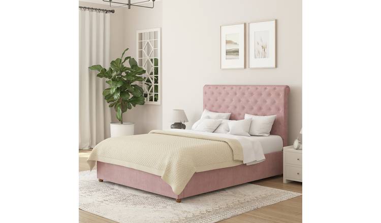 Aspire Taylor Superking Velvet End Lift Ottoman Bed - Blush