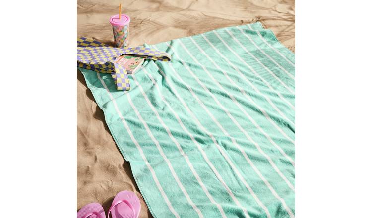 Habitat Aqua Stripe XL Beach Towel