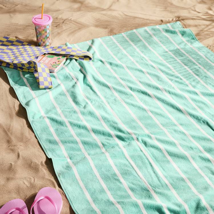 Habitat Aqua Stripe XL Beach Towel 0