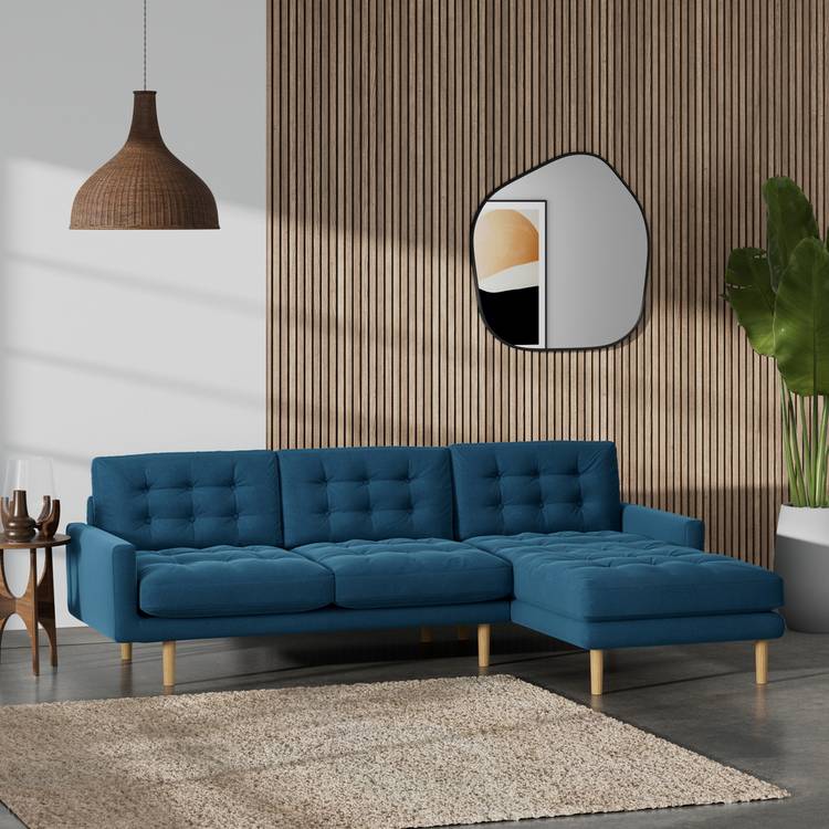 Habitat Fenner Right Hand Corner Sofa - Ink Blue- Ash Leg 0