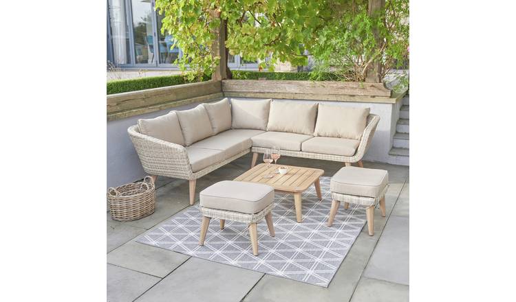 Pacific Cabon 8 Seater Rattan Effect Garden Corner Sofa Set