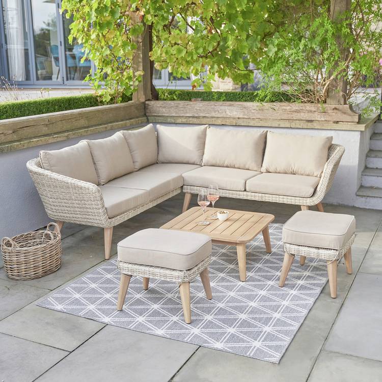Pacific Cabon 8 Seater Rattan Effect Garden Corner Sofa Set 0