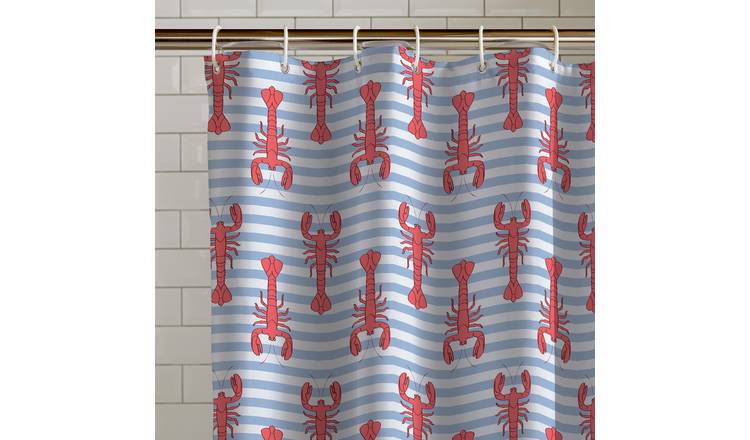 Catherine Lansfield Lobster Shower Curtain - Red