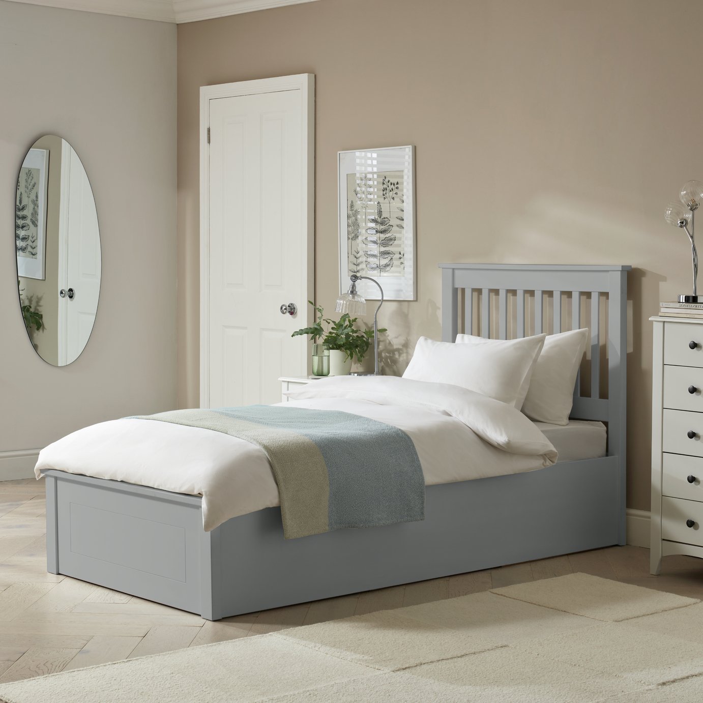 Argos Home Aspley Single Wooden End Lift Ottoman Bed - Grey