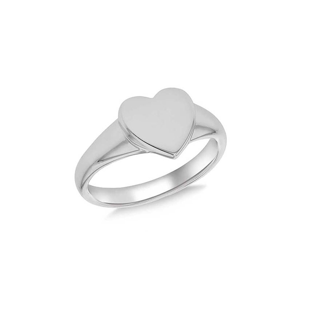 Sterling Silver Personalised Heart Signet Ring - L