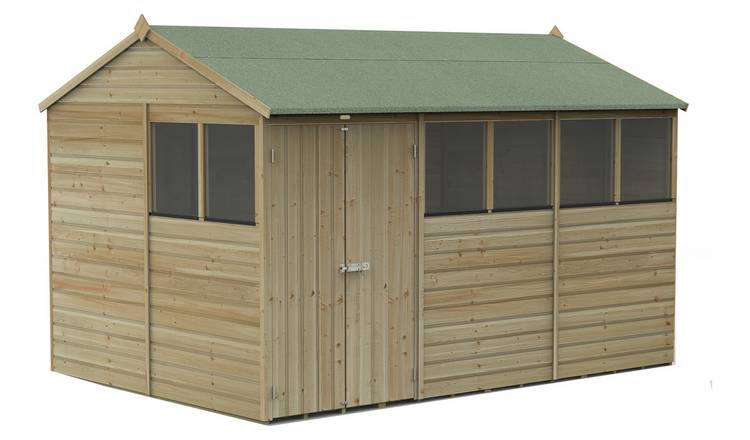 Forest Beckwood Shiplap 6 Windows Reverse Apex Shed - 12x8ft