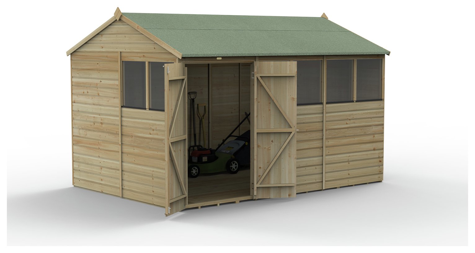 Buy Forest Beckwood Shiplap 6 Windows Reverse Apex Shed - 12x8ft