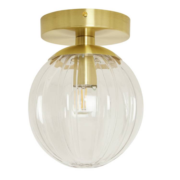 Habitat Metal Bathroom Flush Ceiling Light - Brushed Brass 0