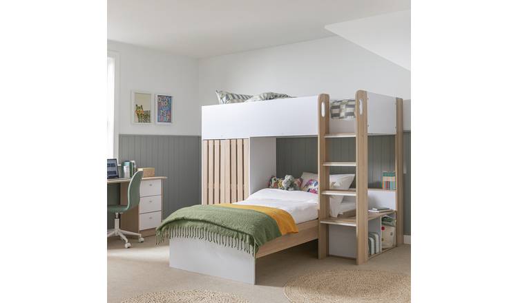 Habitat Norah Single Bunk Bed - White & Oak