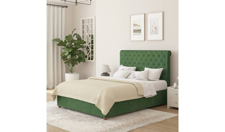 Aspire Taylor Superking Velvet End Lift Ottoman Bed - Green