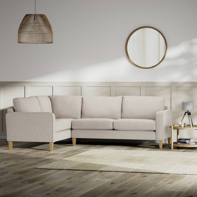 Habitat Flint Fabric Left Hand Corner Sofa - Natural-Ash Leg 0