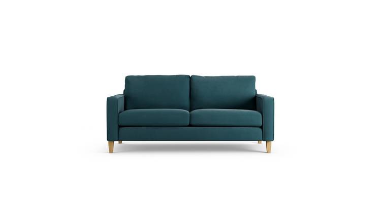 Habitat Flint Fabric 3 Seater Sofa - Teal - Ash Leg