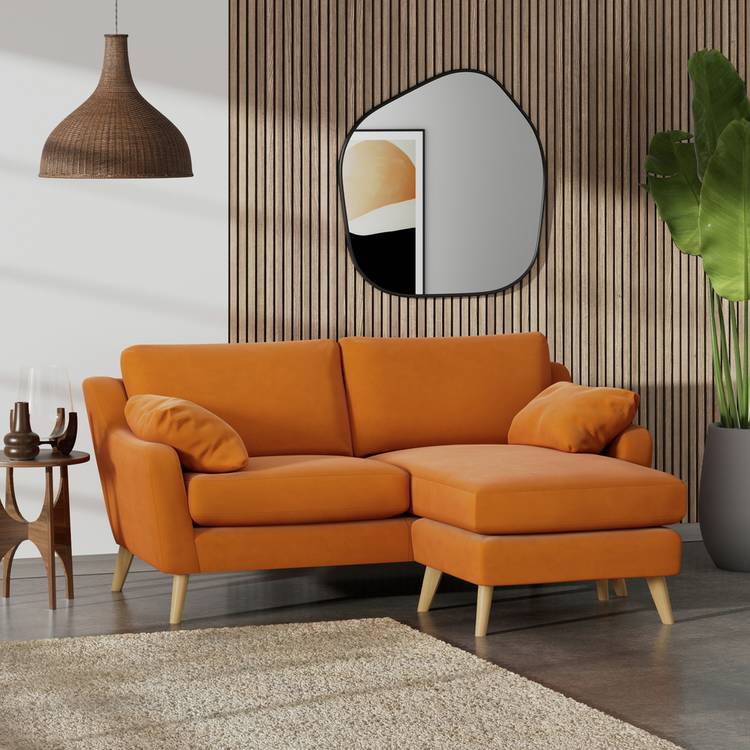 Habitat Ivor Right Hand Corner Sofa - Orange - Ash Leg 0