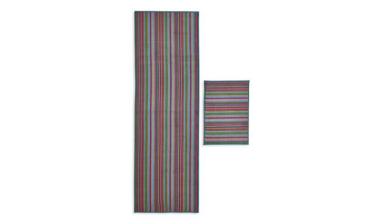 Habitat Washable Bright Stripe Runner & Mat Set - 180x57cm