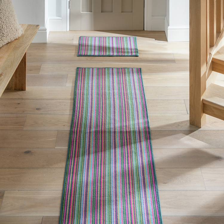 Habitat Washable Bright Stripe Runner & Mat Set - 180x57cm 0