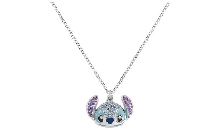 Disney Silver Plated Stitch Stone Set Pendant Necklace